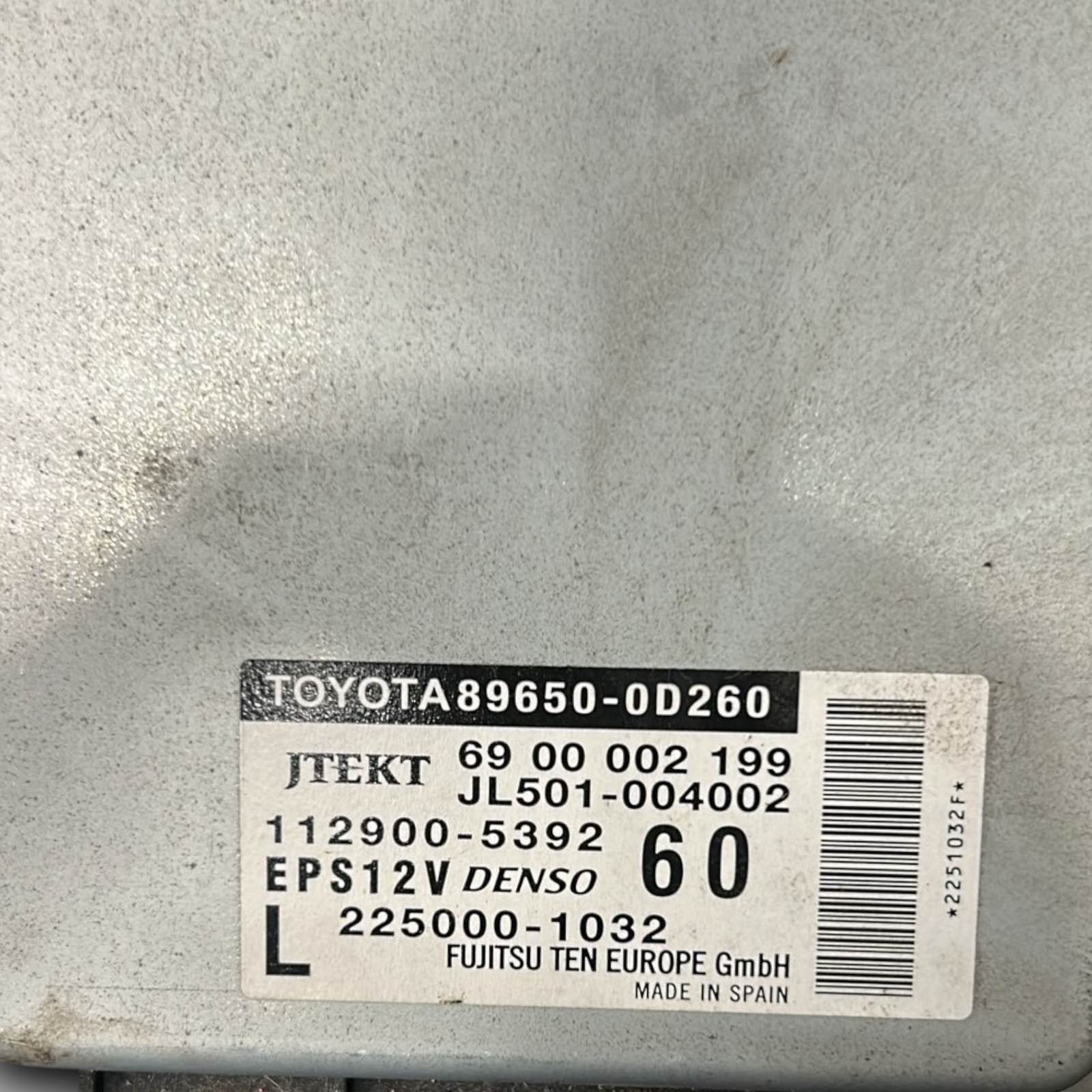 Centralina servosterzo toyota yaris iii cod:89650-0d260 (2011 > 2020)
