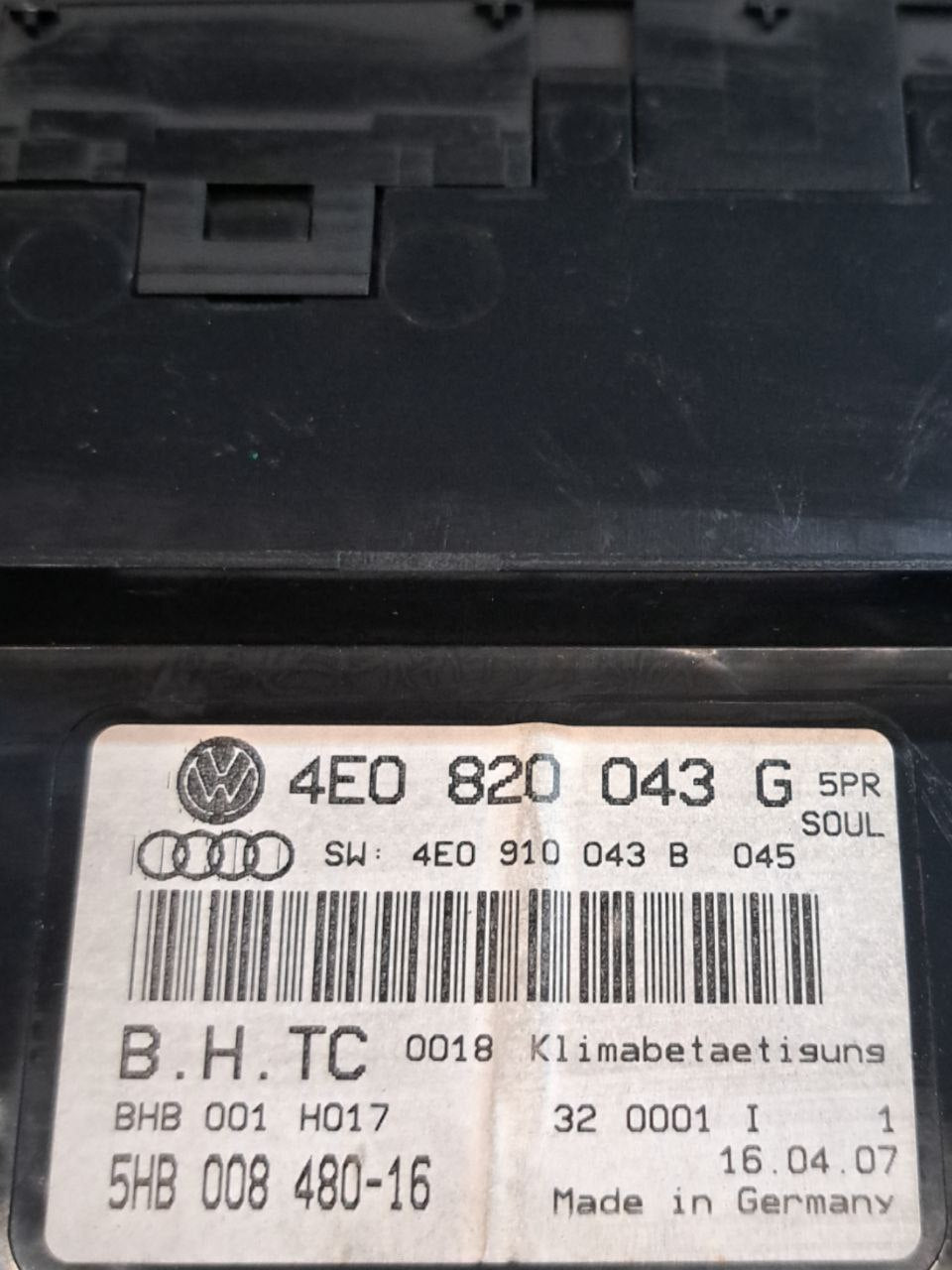 Automatic Climate Control Command Group Audi A8 4E 4.2 TDI (2003-2009) COD:4E0820043G - F&P CRASH SRLS - Used Spare Parts