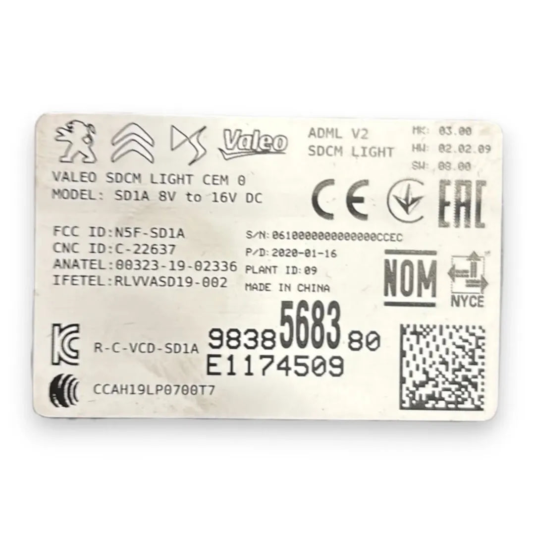 Dettaglio Centralina sistema keyless Peugeot 2008 2019–2023 OEM 9838568380 - foto 3