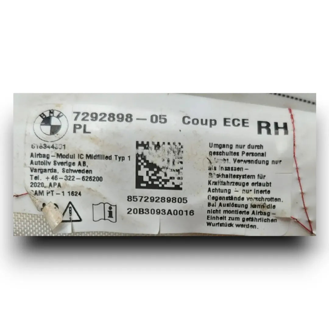 Dettaglio Airbag a tendina sinistro BMW Serie 4 Coupé F32 dal 2013 OEM 72127292897 - foto 3