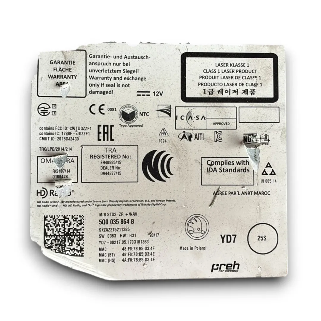 Dettaglio Autoradio Skoda Kodiaq 2017–2021 OEM 5Q0035864B - foto 4