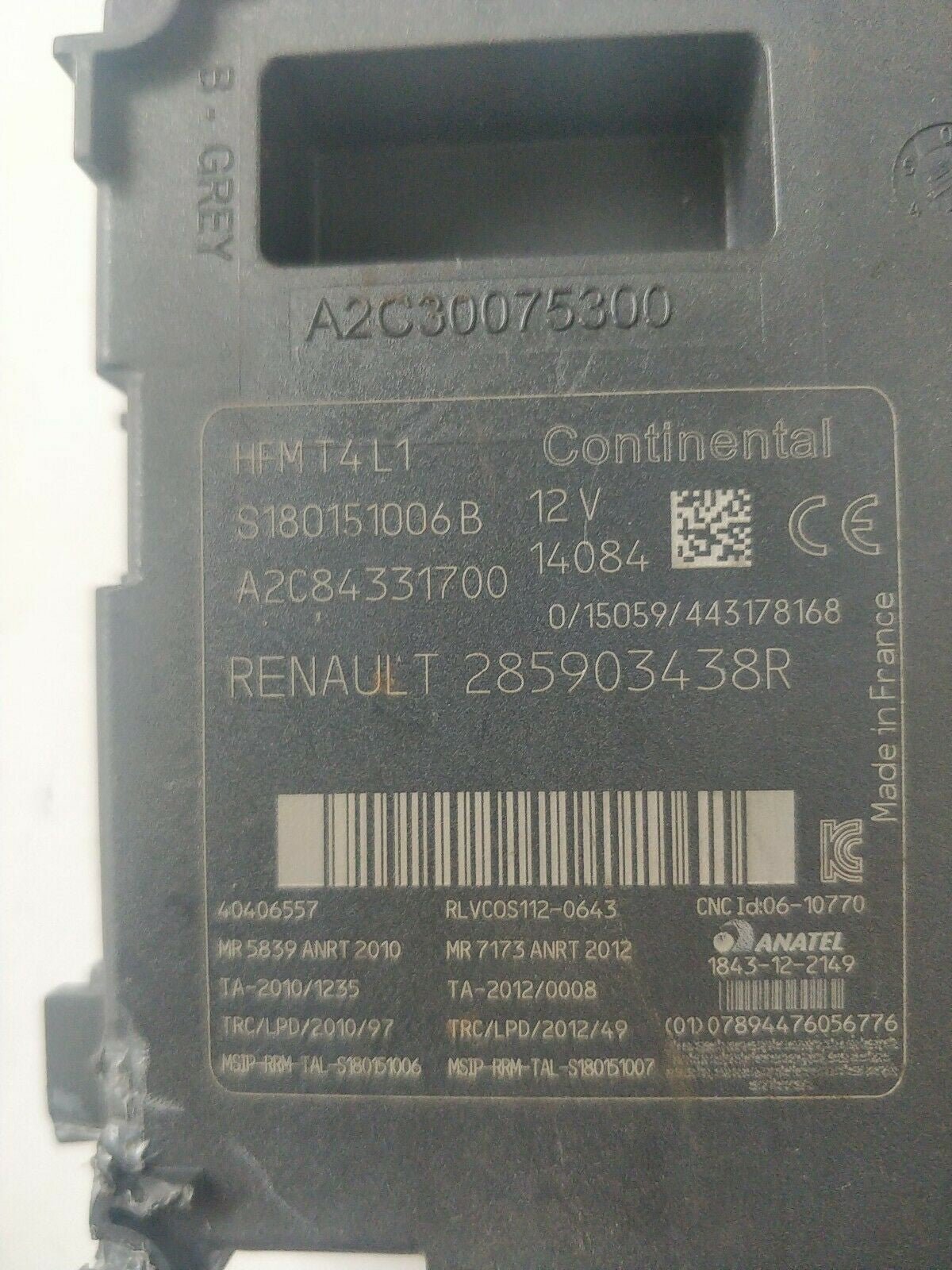 Reader + Ignition Card Renault Clio 2014 Original 285903438R / A2C84331700 - F&P CRASH SRLS - Used Parts