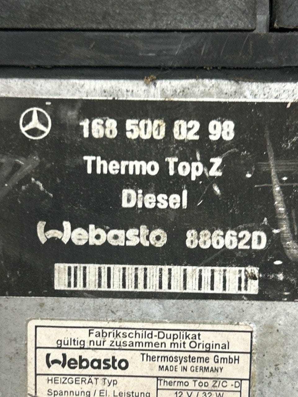 Mercedes Benz A-Class (W168) 1.7 Diesel (1997 > 2004) cod.1685000298 Auxiliary Heating Motor / Heater - F&P CRASH SRLS - Used Parts