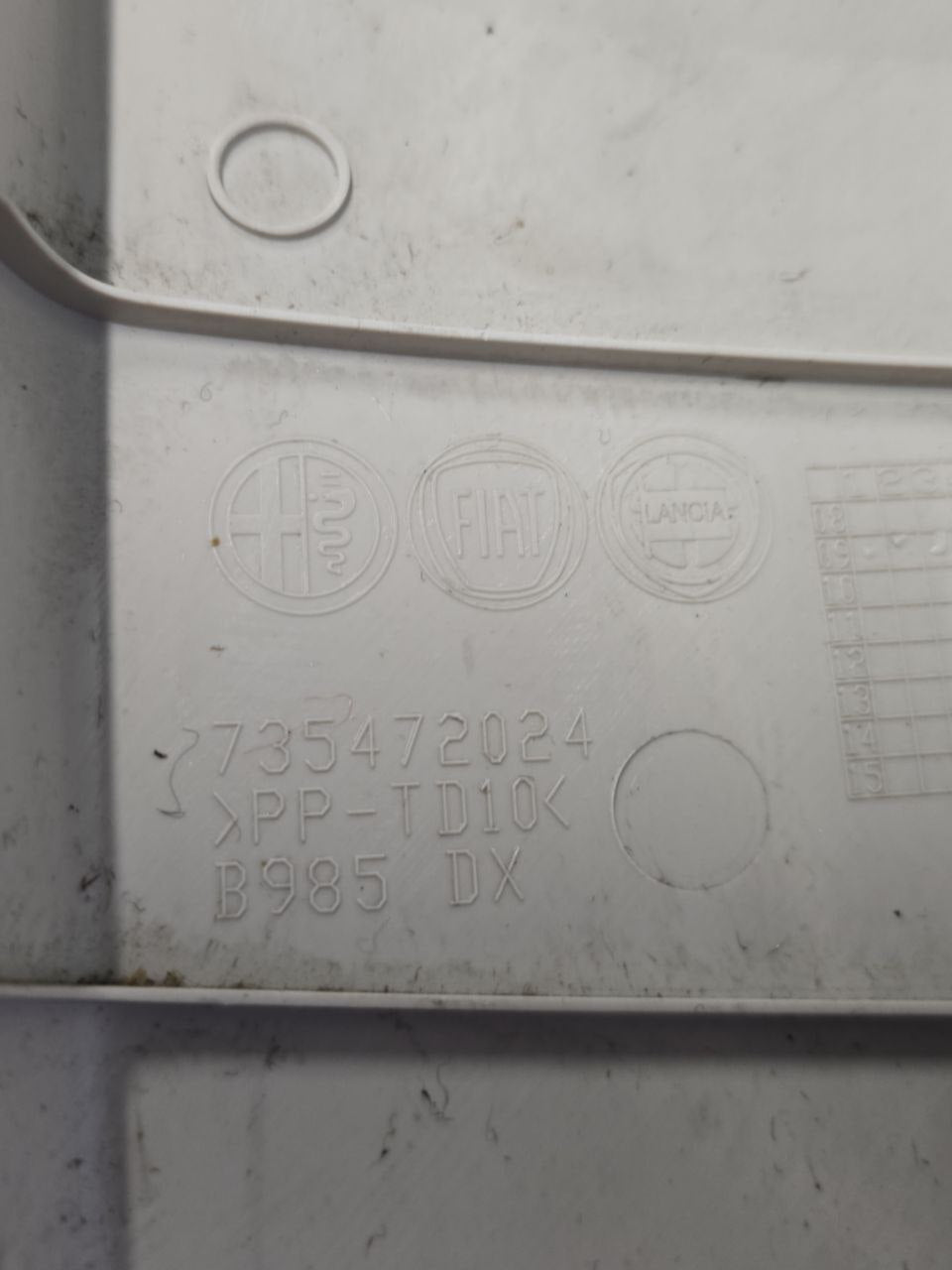 INNER TRIM RIGHT PILLAR FIAT GRANDE PUNTO (2005 - 2008) Code: 735472024 - F&P CRASH SRLS - Used Parts