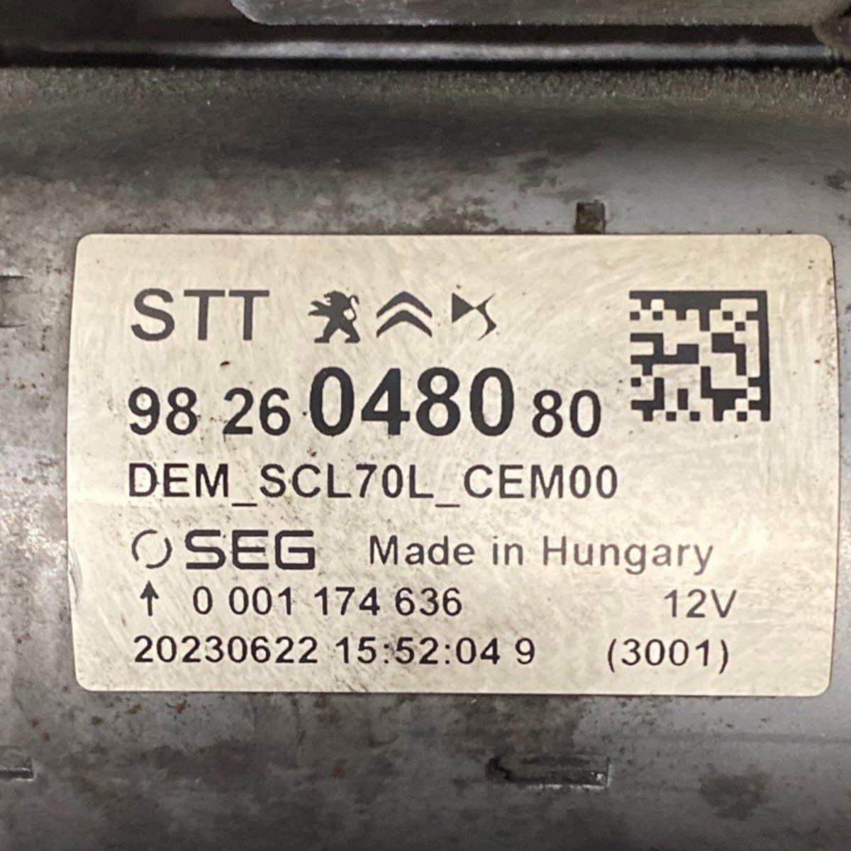 Motorino avviamento citroen jumper iii 2.2 diesel (2014 - ) Cod: 9826048080 - F&P CRASH SRLS - Ricambi Usati