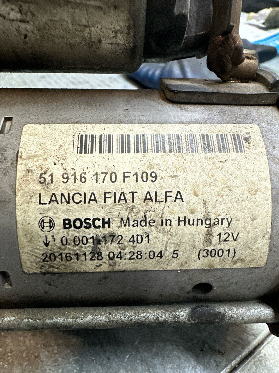 Starter motor Fiat Tipo (2016) 1.3 diesel code: 51916170 f109 - F&P CRASH SRLS - Used Parts