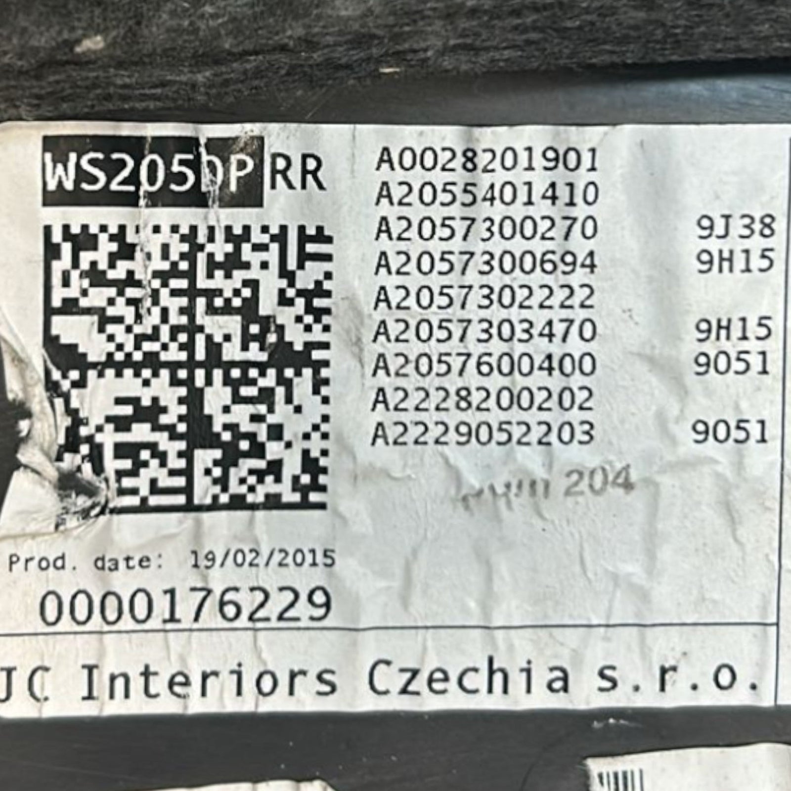 Pannello Porta Interno Posteriore Destro Mercedes Benz Classe C (W205) cod.A2055401410 (2014 > 2021) - F&P CRASH SRLS - Ricambi Usati