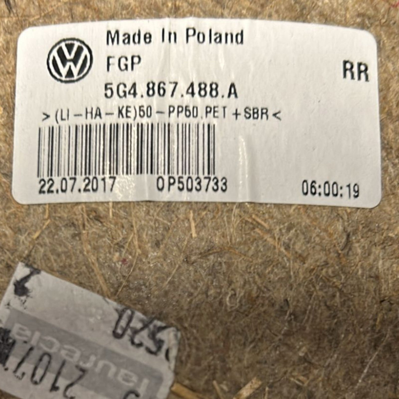 Pannello Porta Posteriore Destro Volkswagen golf VII cod:5G4867488A (2012 > 2017) - F&P CRASH SRLS - Ricambi Usati