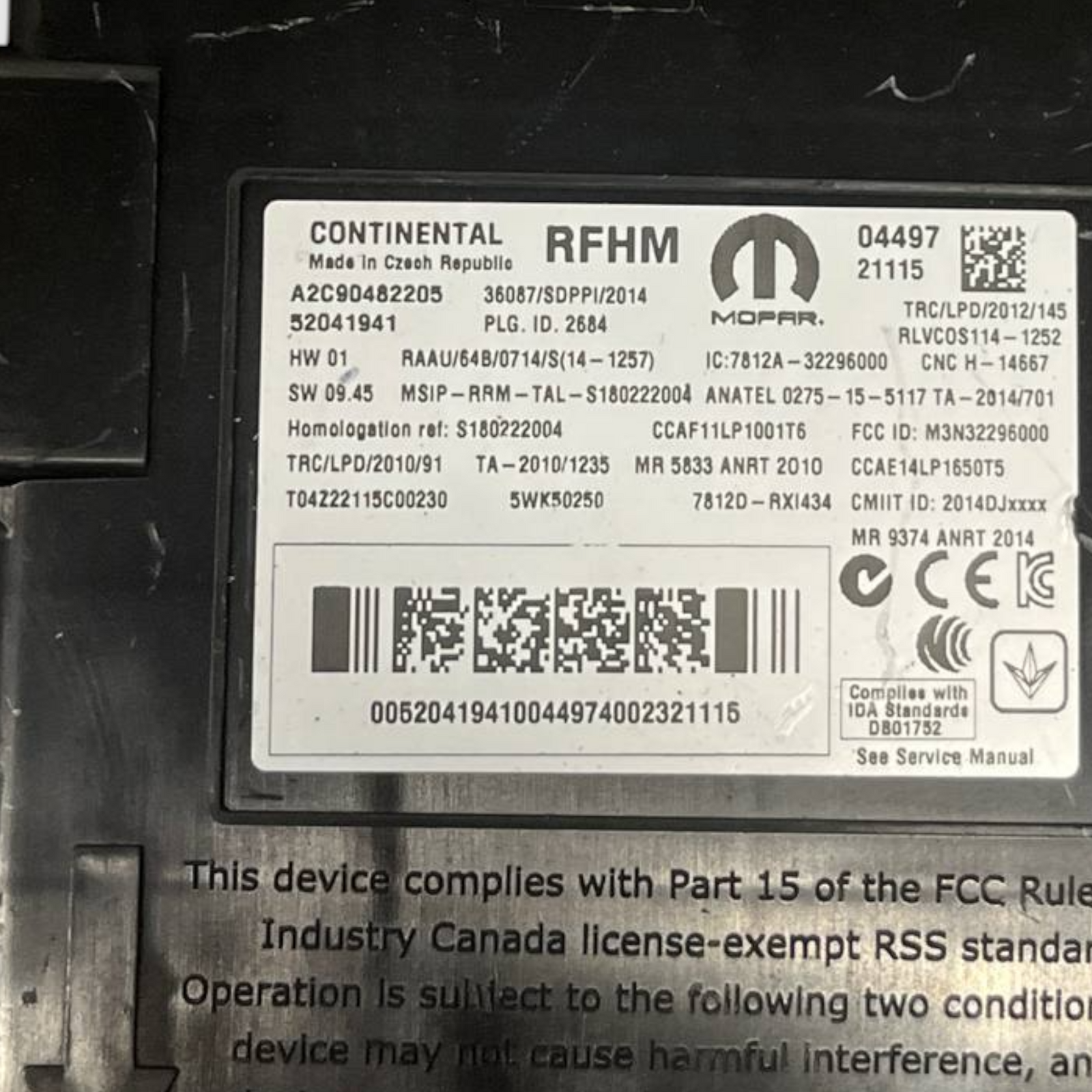 Jeep Renegade Reifendruckregeleinheit (2014 -) CSB: A2C90482205