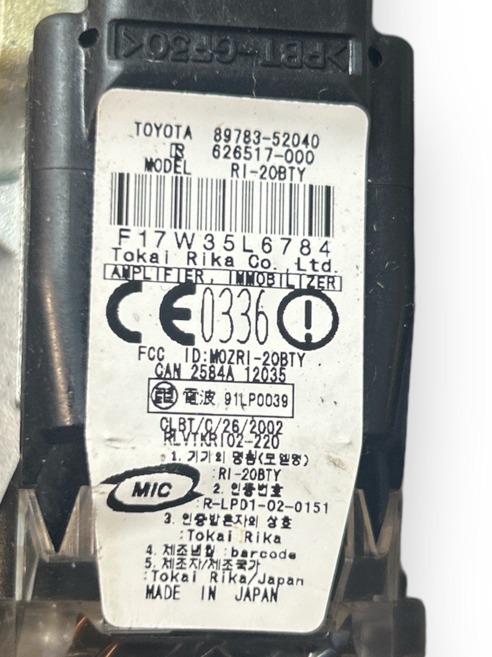 Piantone / Canna Sterzo + Blocchetto Di Avviamento Con Chiave Toyota Rav IV 2.0 Benzina (2000 > 2006) cod . 89783-52040 - F&P CRASH SRLS - Ricambi Usati