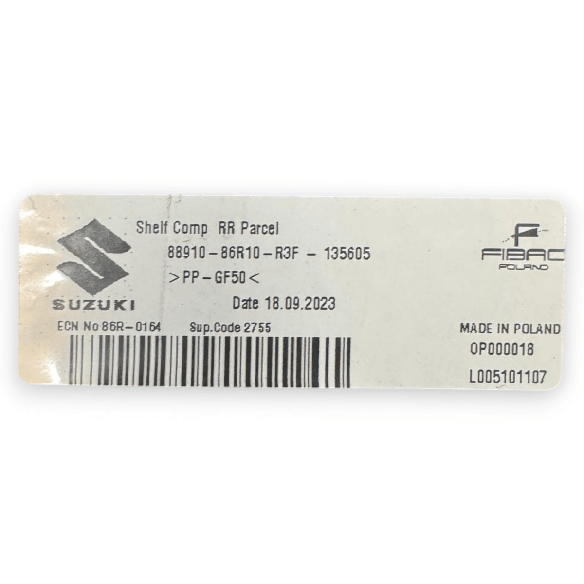 Ripiano / cappelliera Suzuki Vitara cod.88910 - 86R10 - R3F (2015 - ) - F&P CRASH SRL - Ricambi Usati