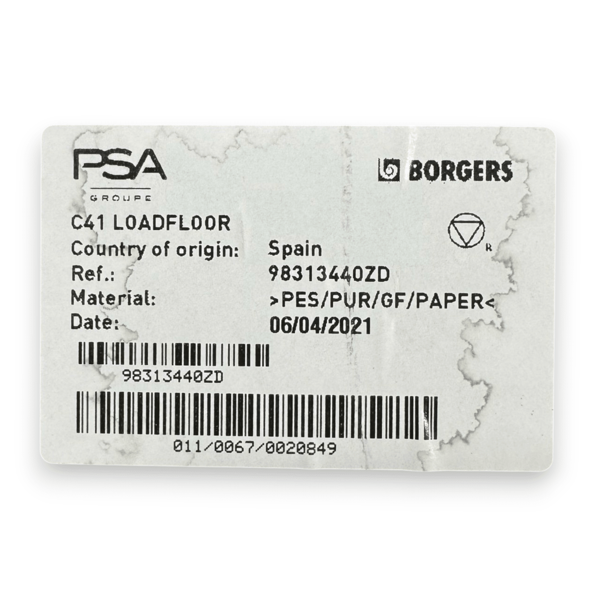 Ripiano / tappeto bagagliaio Citroen C4 (E) cod.98313440ZD (2020 - ) - F&P CRASH SRL - Ricambi Usati