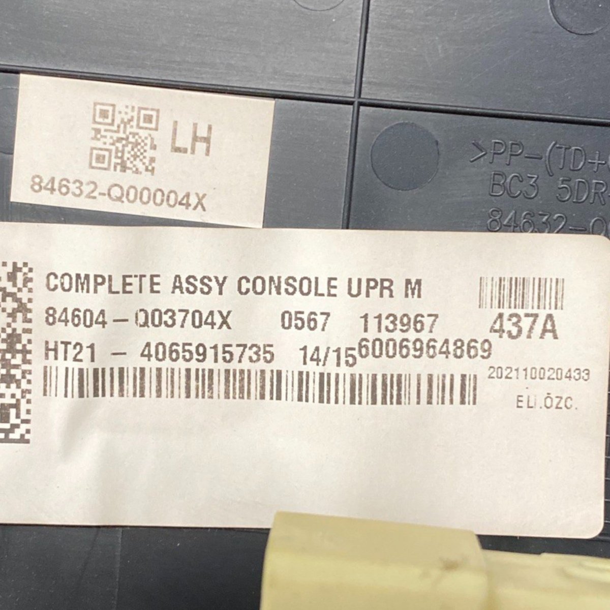 Rivestimento leva cambio manuale hyundai i20 (2020 - ) Cod: 84604 - q03704x - F&P CRASH SRLS - Ricambi Usati