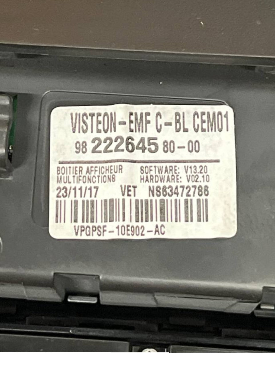 Multifunction screen / display with radio controls Citroen C3 III cod.9822264580 - 00 (2016 - >) - F&P CRASH SRLS - Used Parts
