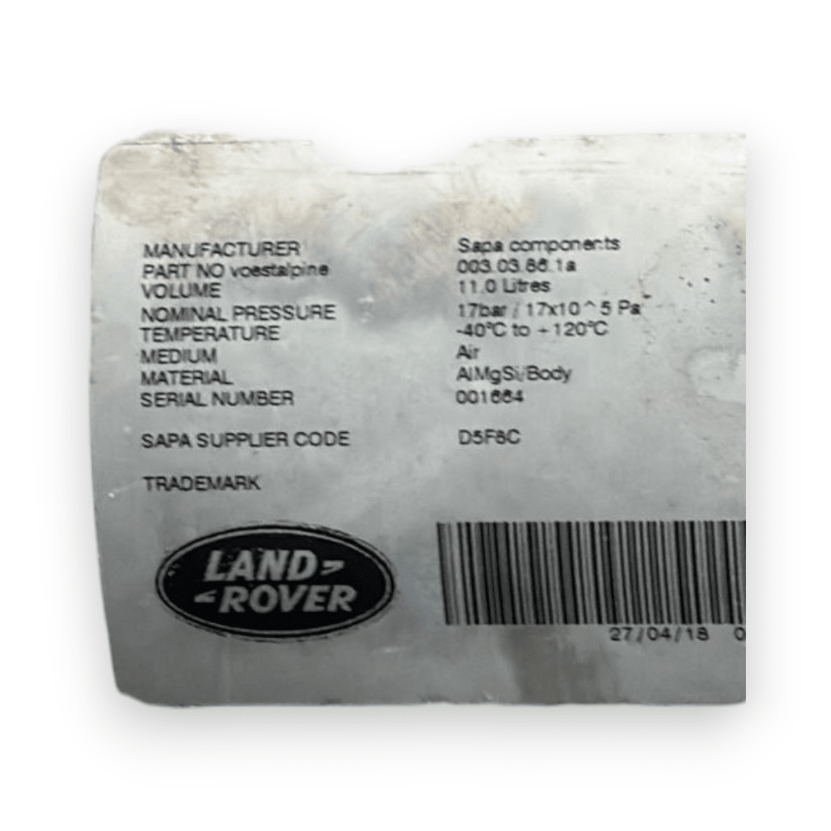 Serbatoio sospensioni ad aria range rover sport L494 3.0 diesel cod:00303861a (2013 - 2022) - F&P CRASH SRL - Ricambi Usati