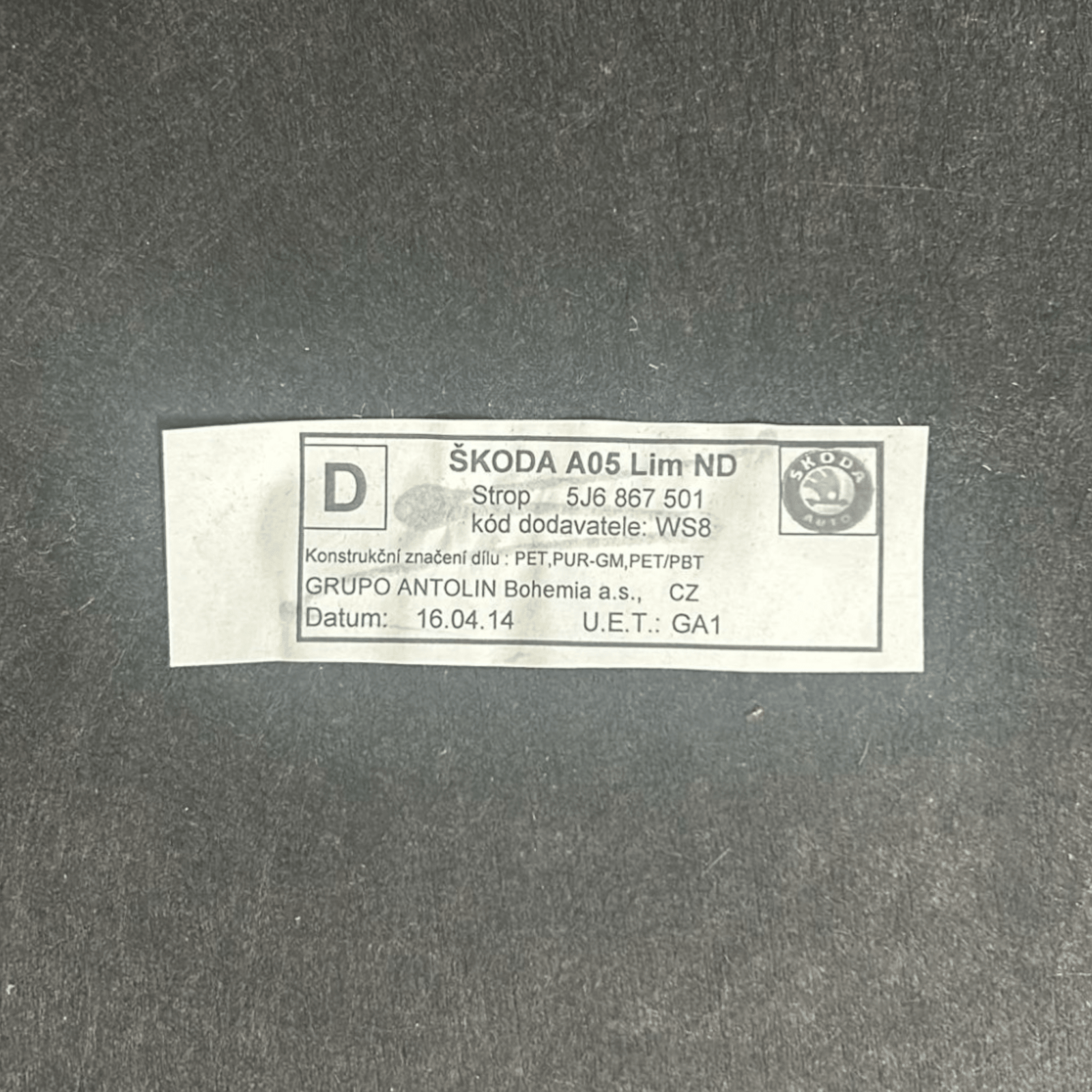 Sotto Tetto / Cielo Skoda Fabia II (2007 > 2014) cod:5J6867501AFEC8 - F&P CRASH SRLS - Ricambi Usati