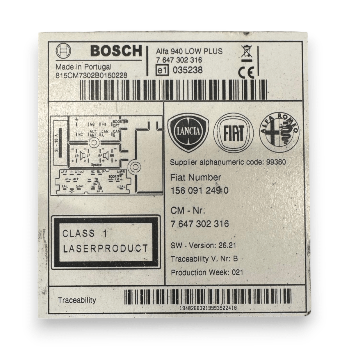 Stereo / autoradio Alfa Romeo Giulietta cod.1560912490 (2010 - 2020) - F&P CRASH SRL - Ricambi Usati