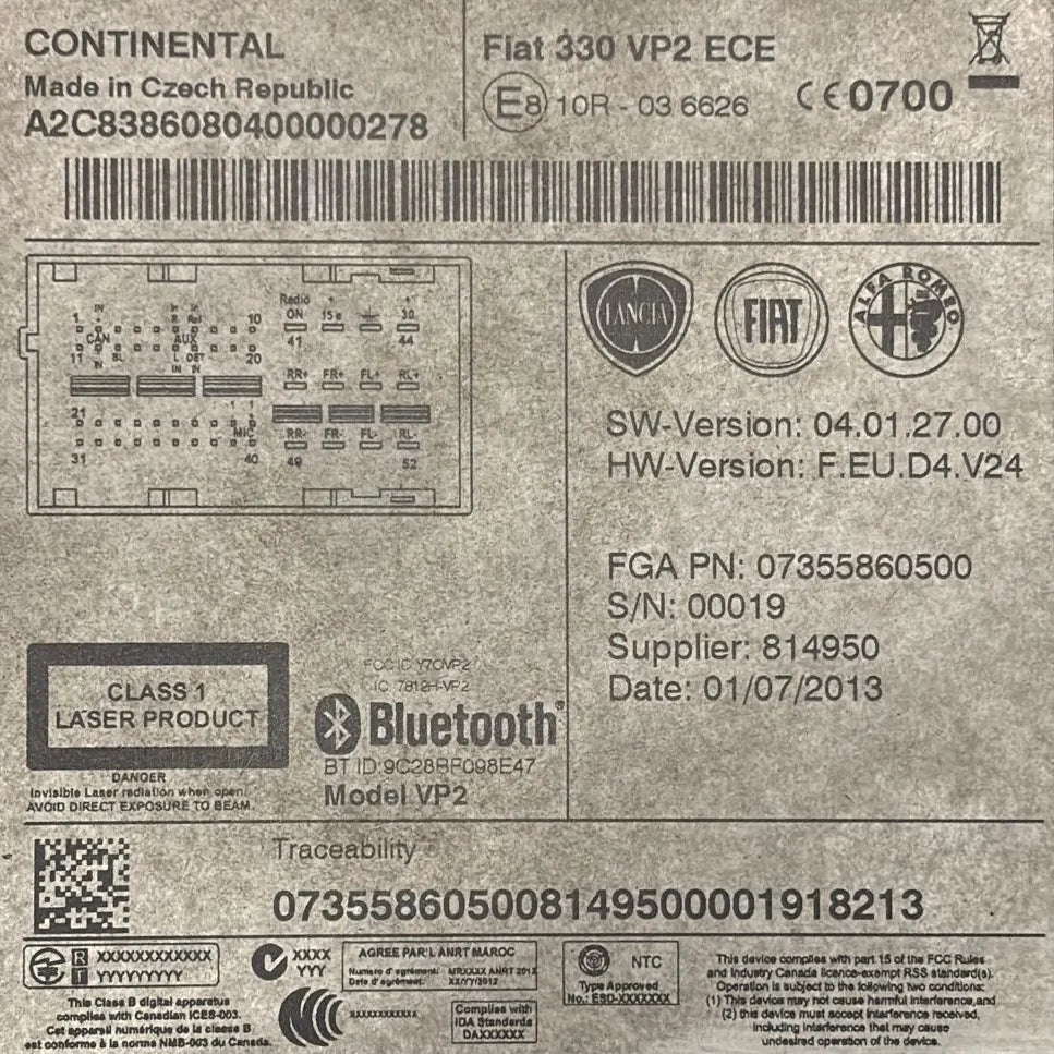 Stereo / autoradio fiat 500l cod:07355860500 (2012 - 2022) - F&P CRASH SRL - Ricambi Usati