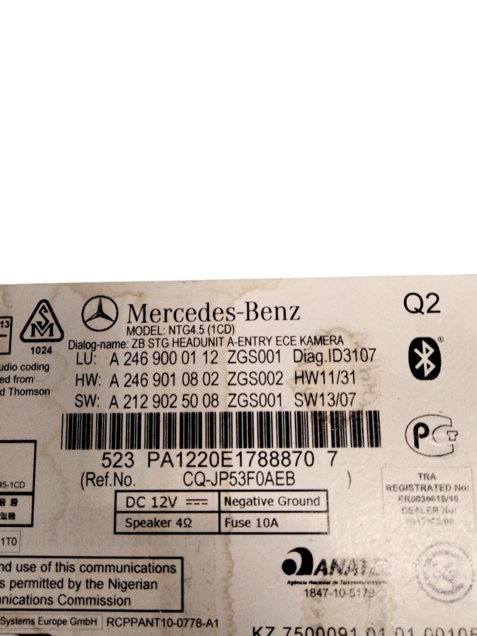 Stereo / Autoradio Mercedes - Benz Classe A W177 / GLA / CLasse B W246 (2012 - 2018) cod.A2469000112 ZGS001 - F&P CRASH SRLS - Ricambi Usati