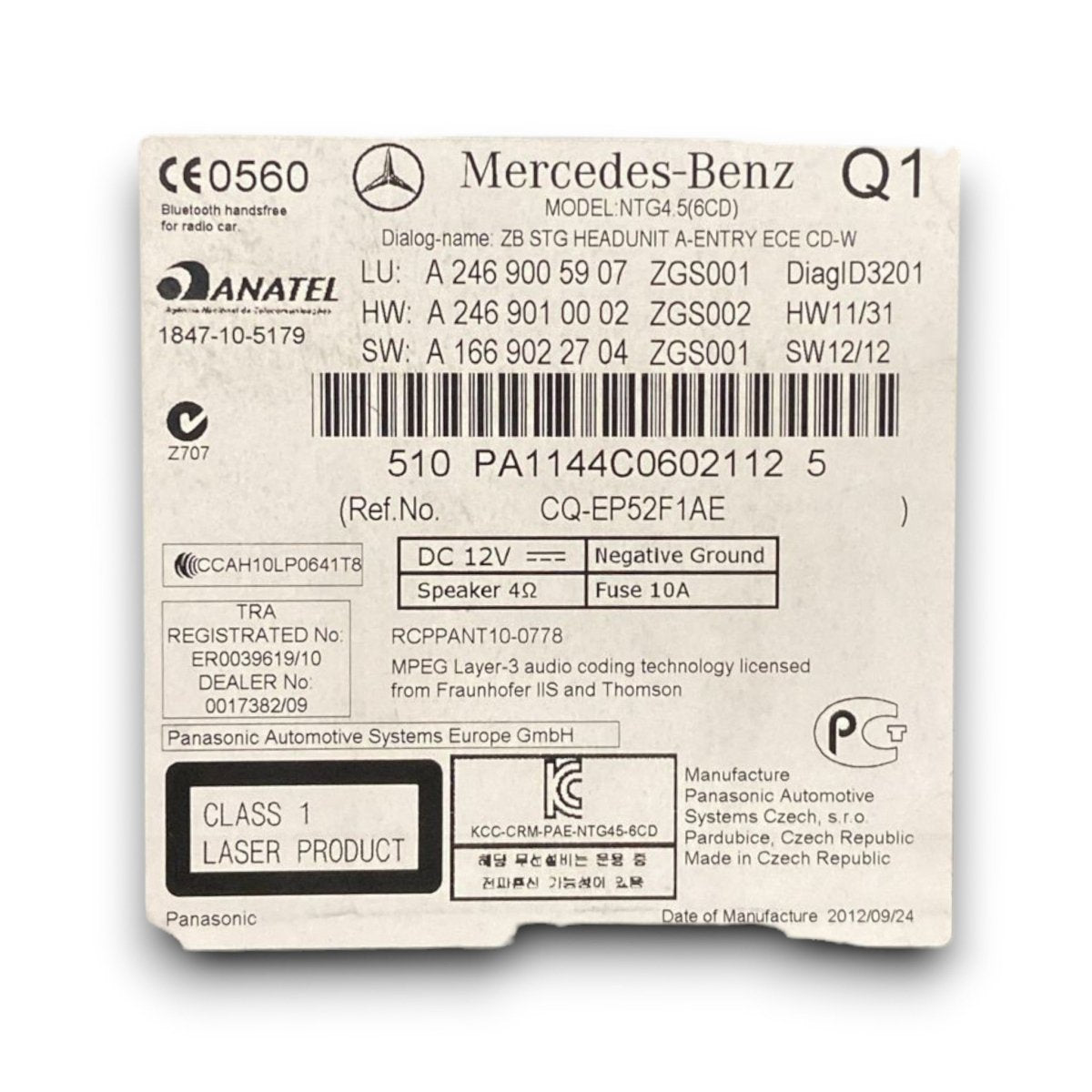 Stereo / autoradio Mercedes Benz classe b w246 cod . a2469005907 (2011 > 2018) - F&P CRASH SRL - Ricambi Usati