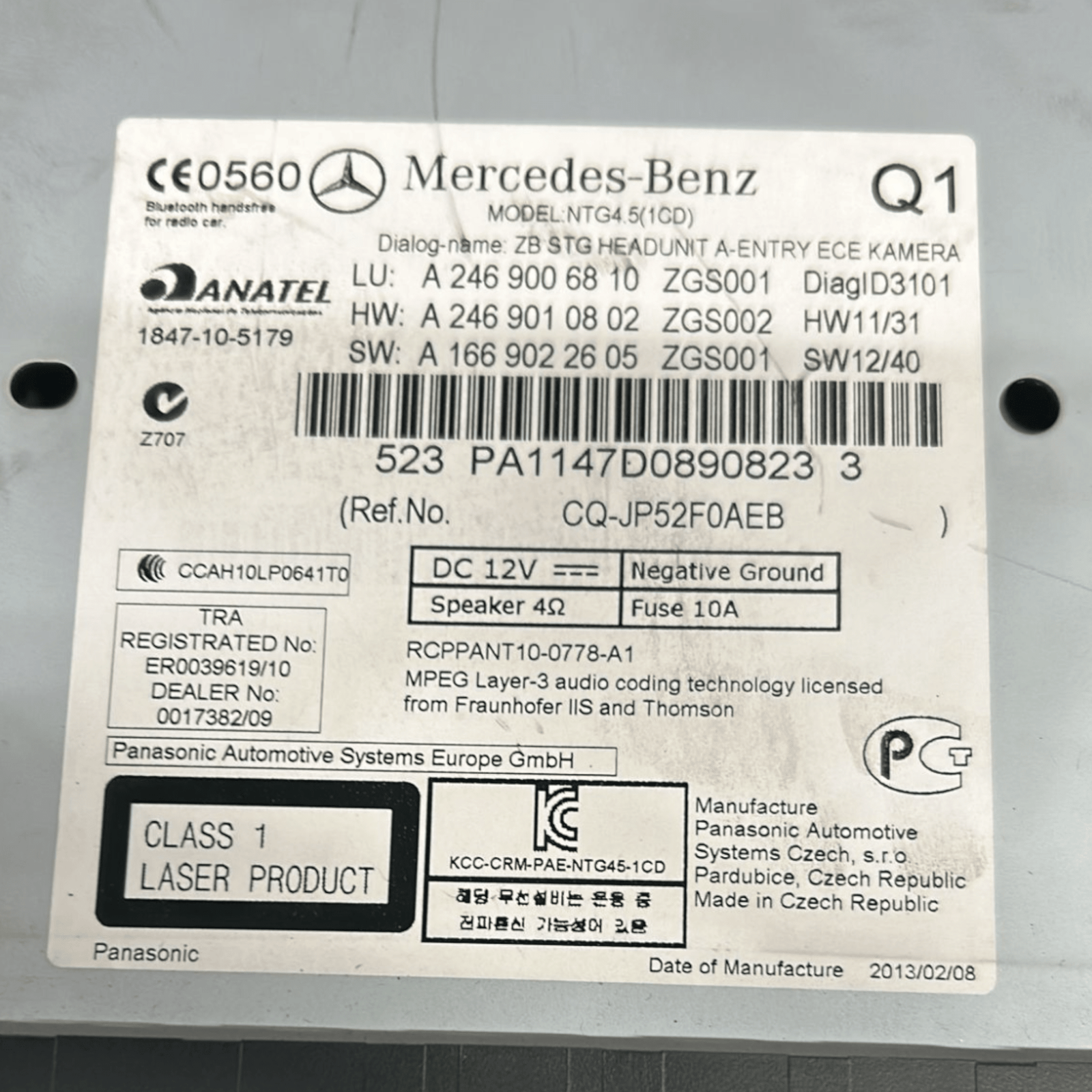 Stereo / Radio Mercedes Benz Class B W246 code:A2469006810 (2011 > 2019) - F&P CRASH SRLS - Used Parts