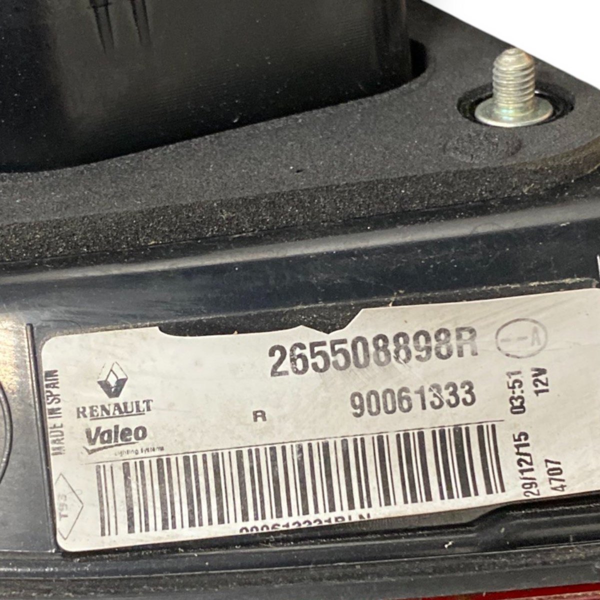 Stop / fanale alogeno interno destro (dx) renault kadjar (2015 - 2022) Cod: 265508898r - F&P CRASH SRLS - Ricambi Usati