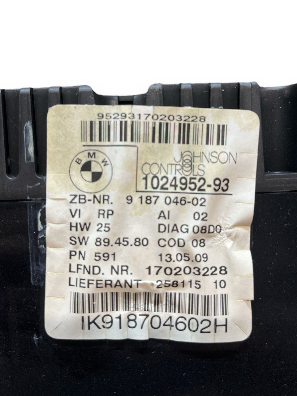 Tachimetro Bmw Serie 1 E81/87 2.0 Diesel (2004 - 2012) cod.1024952 - 93/ 9187046 - 02 / Quadro Strumenti / Contachilometri - F&P CRASH SRLS - Ricambi Usati