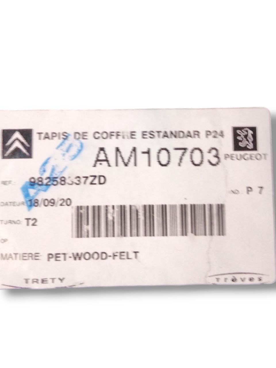 Carpet / Trunk Shelf Peugeot 2008 (2019 - 2021) code.98258337ZD - F&P CRASH SRLS - Used Parts