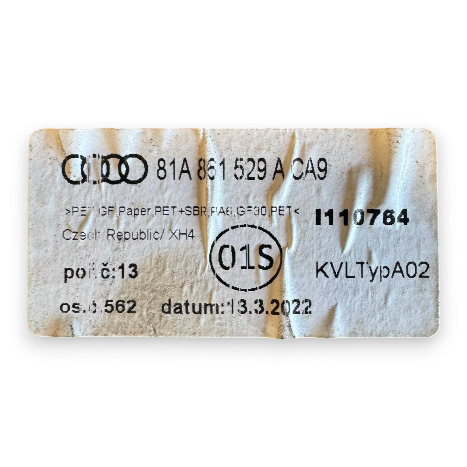 Kofferraummatte Audi Q2 cod.81A861529A (2016-2026) 