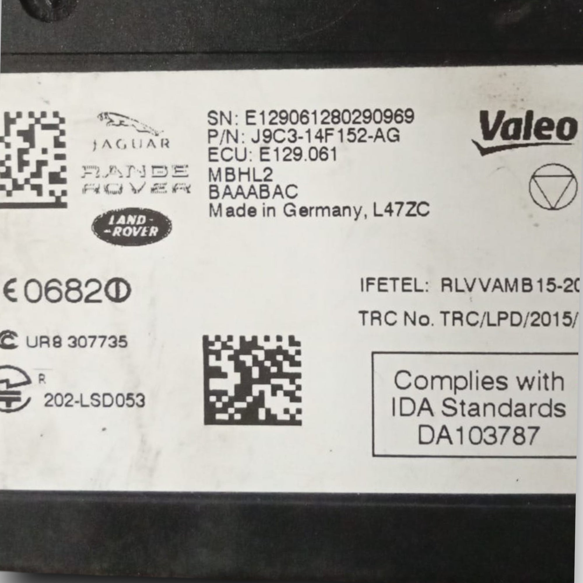 Senzor za slepi kot centralna enota land rover discovery sport koda . e129061 (2015 >) 