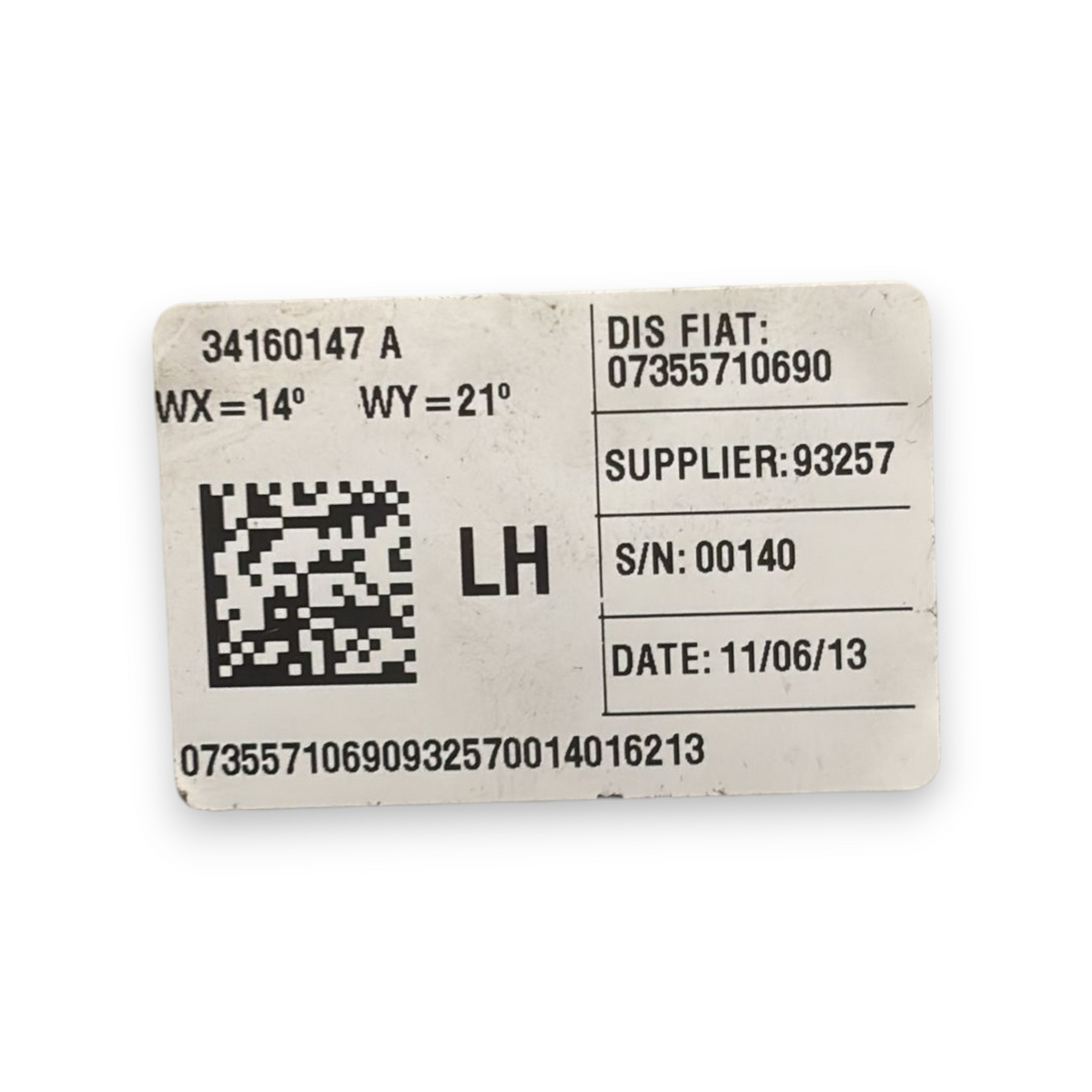 Zadnji varnostni pas desni (dx) fiat 500L koda:07355710680 (2012-2022) 