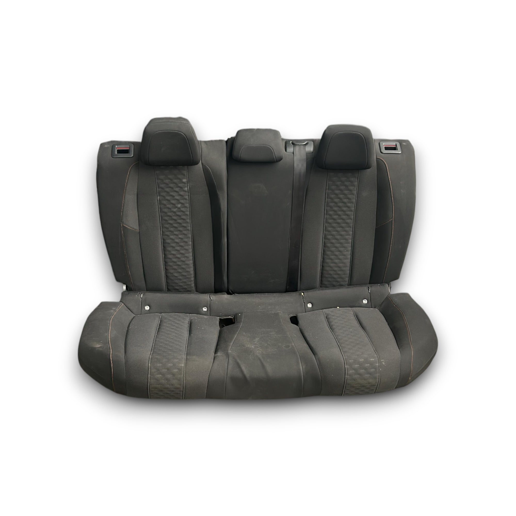 Quadrat / Sitz in Stoff und schwarz -grau -Leder -Peugeot 508 II SW (2018>) mit orangefarbenen Nähten