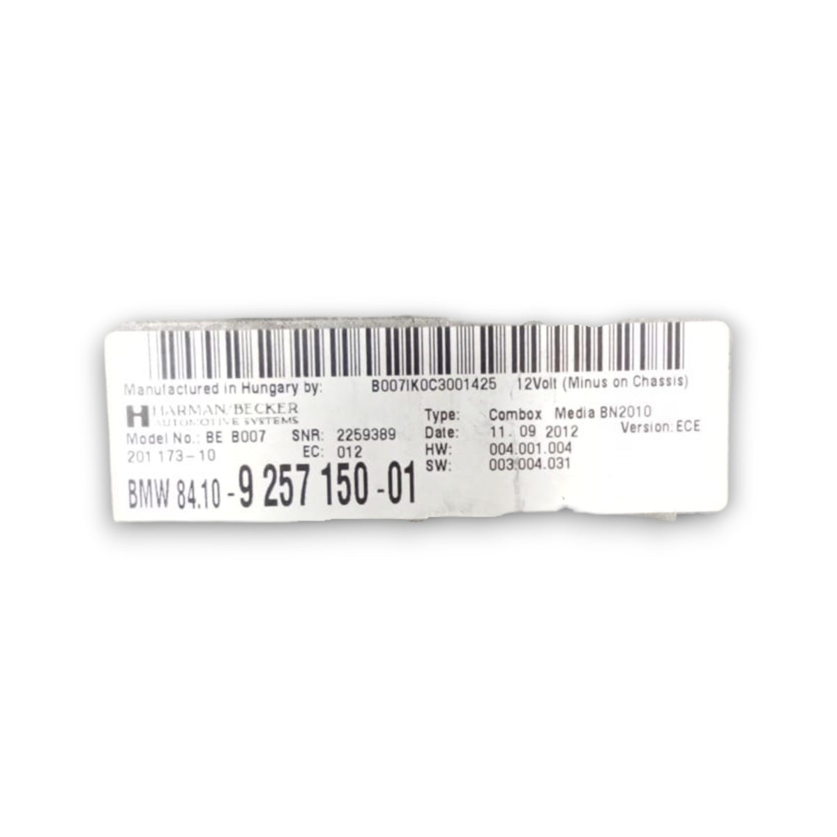 Bluetooth centralna enota bmw serije 5 f10 koda . 9257150-01 (2010 > 2017) 