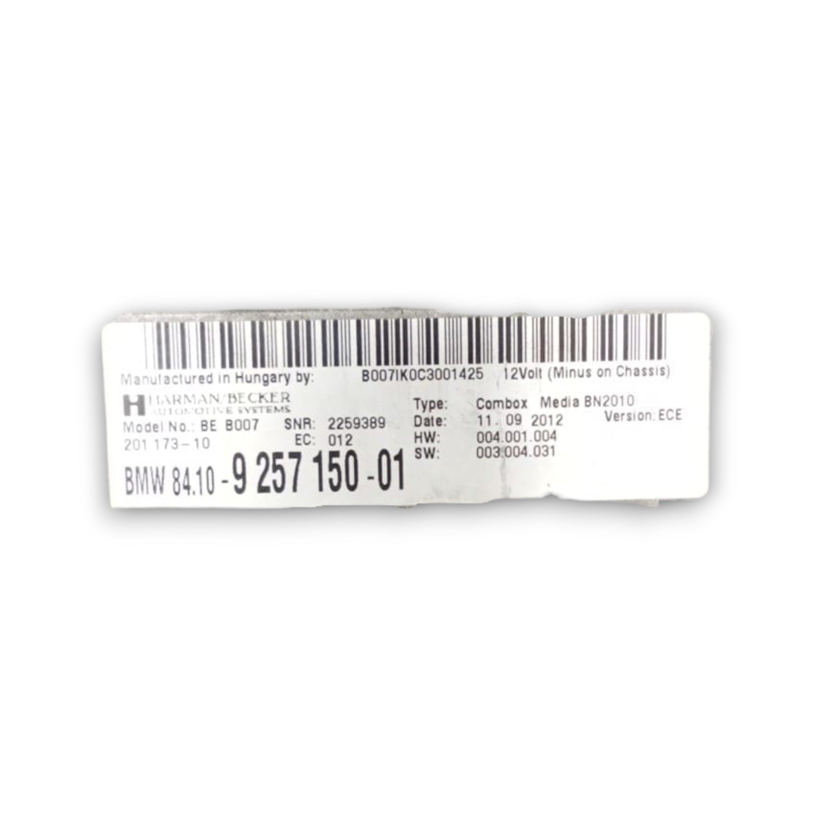 Bluetooth centralna enota bmw serije 5 f10 koda . 9257150-01 (2010 > 2017) 