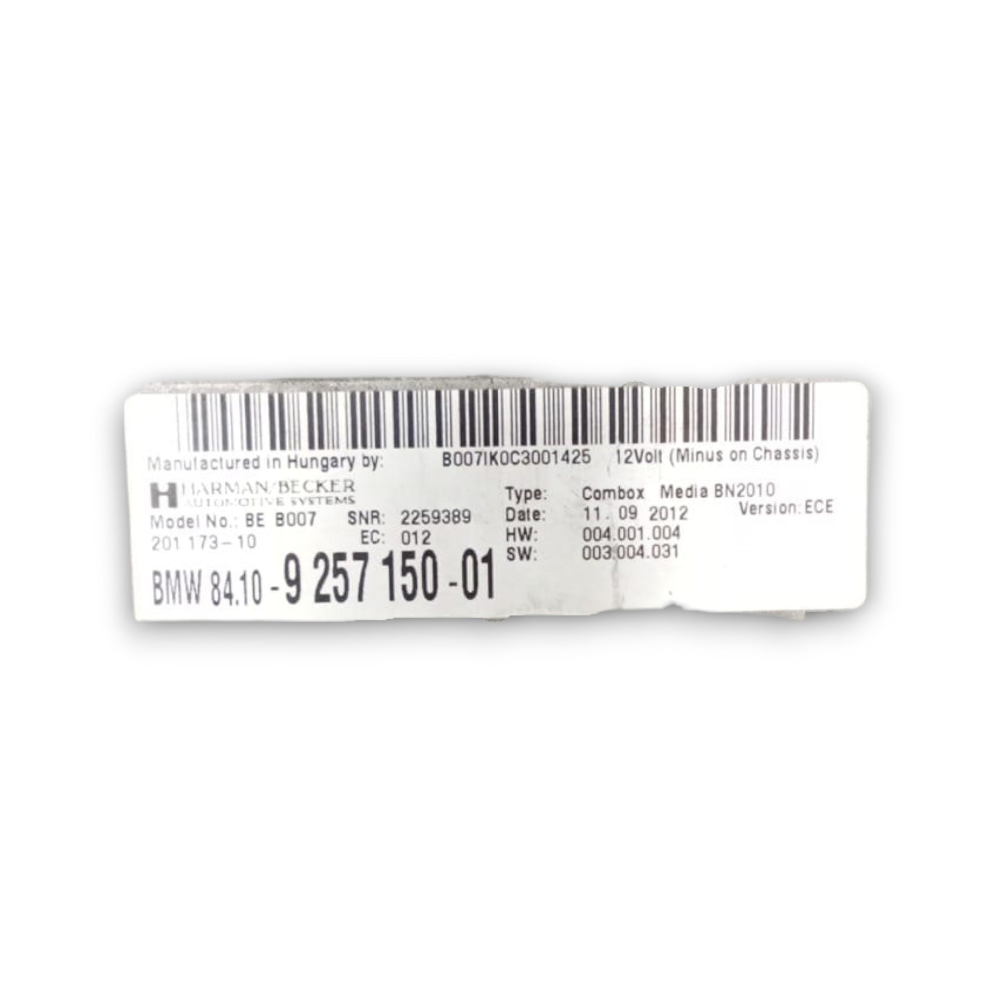 Bluetooth centralna enota bmw serije 5 f10 koda . 9257150-01 (2010 > 2017) 