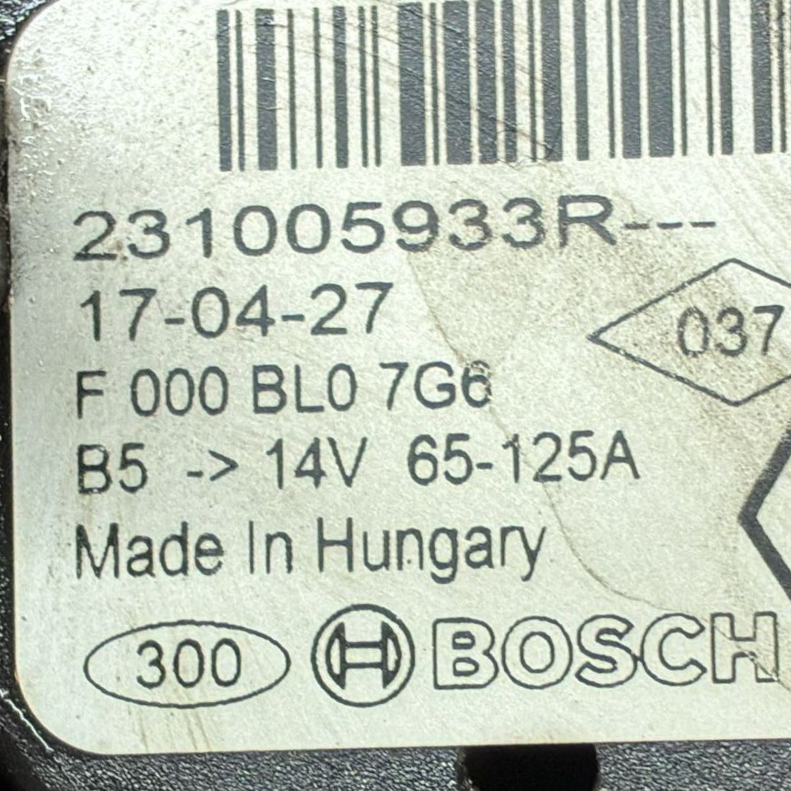 Dacia Dokker alternator code . 231005933R 1.5 diesel (2013-2021) 
