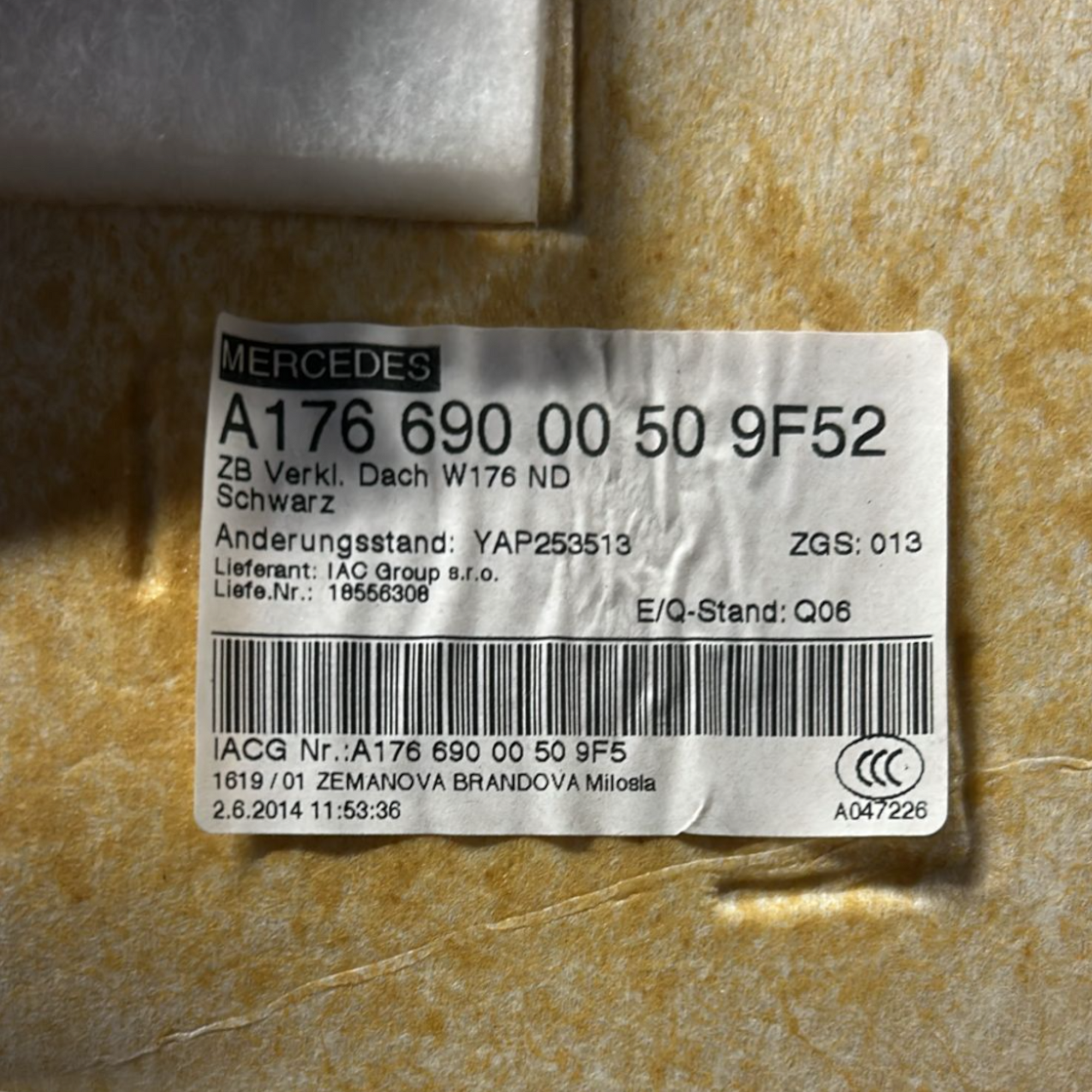 Techo / cielo mercedes clase a w176 cod:a1766900050 (2012 > 2018) 