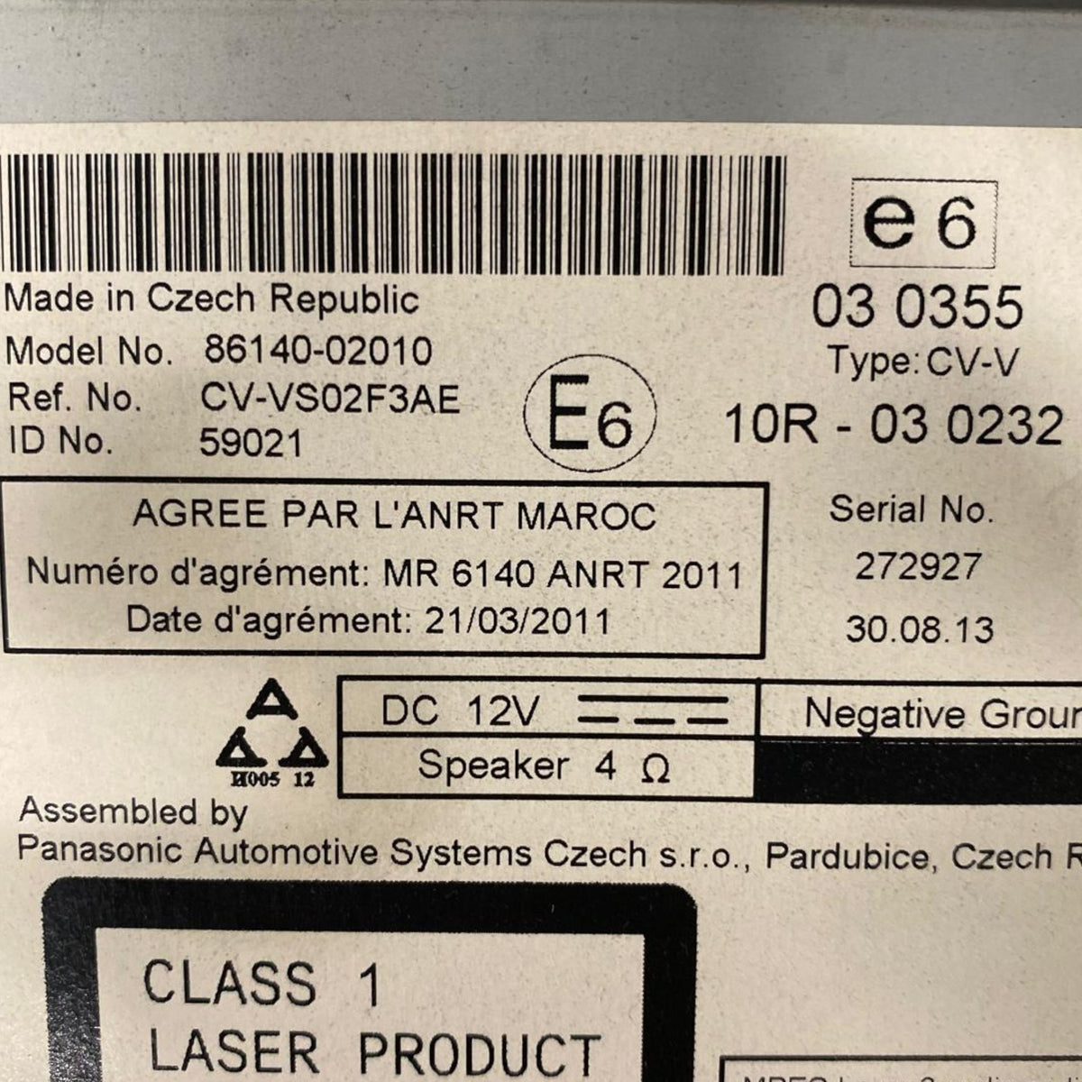 Display / Toyota Auris Agar Radio (2012-2018) COD: 86140-02010