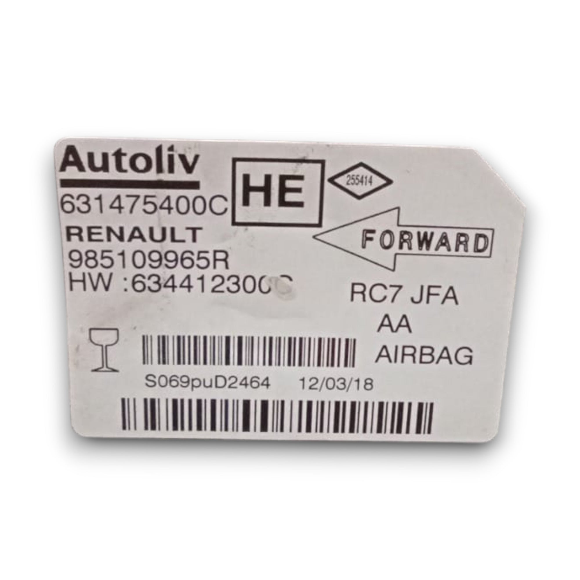 Centralina airbag renault scenic IV cod . 631475400c (2016 > 2023)