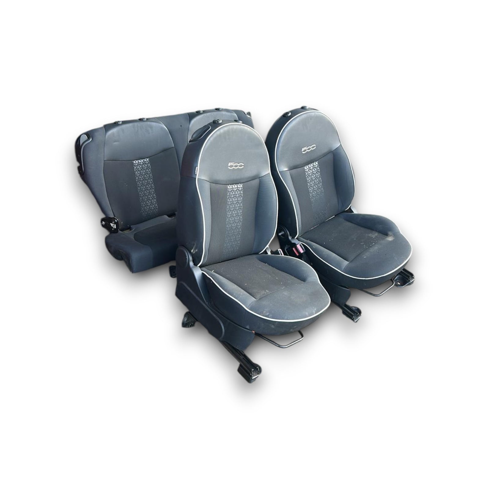 Тапицерия / седалки от черна кожа и текстил за Fiat 500 (2007 > ) 