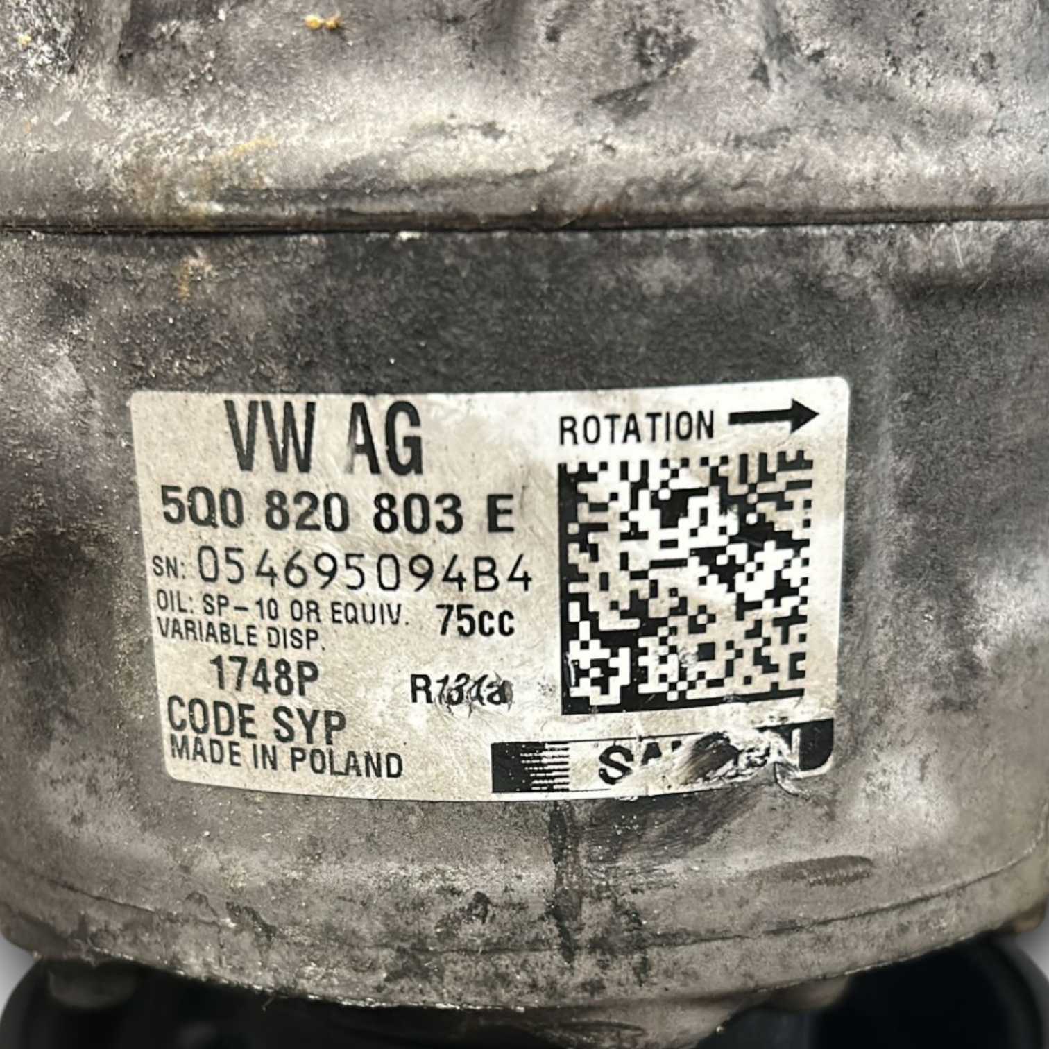 Kompresor klimatske naprave audi a3 1.6 dizel kod:5Q0820803E (2012 > 2020) 