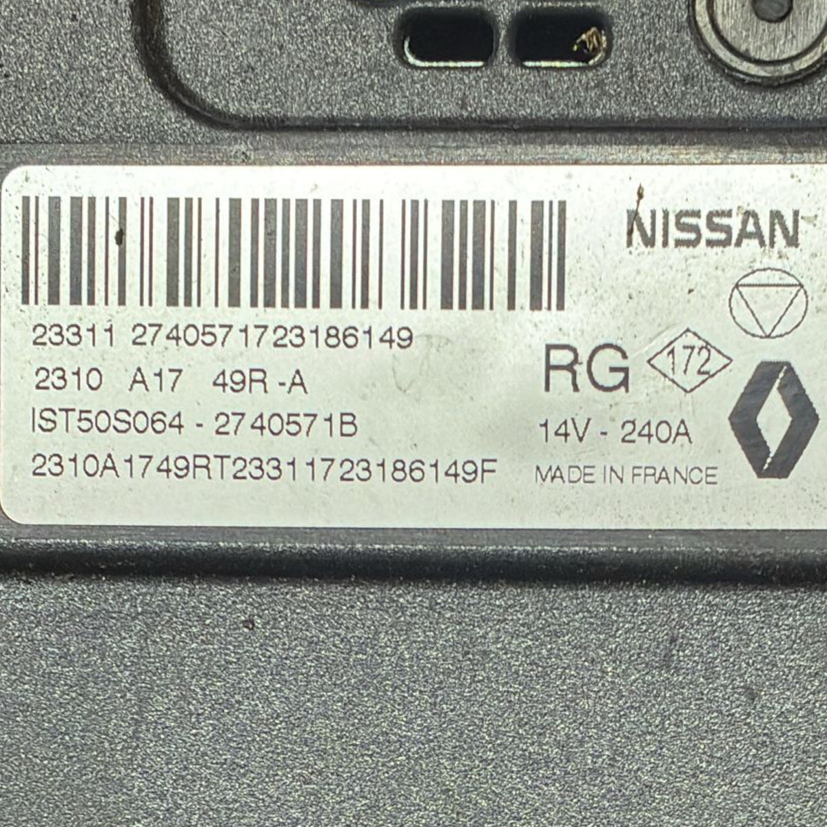 Alternatore nissan qashqai j12 cod . 2310a1749r 1.3 diesel (2021 >)