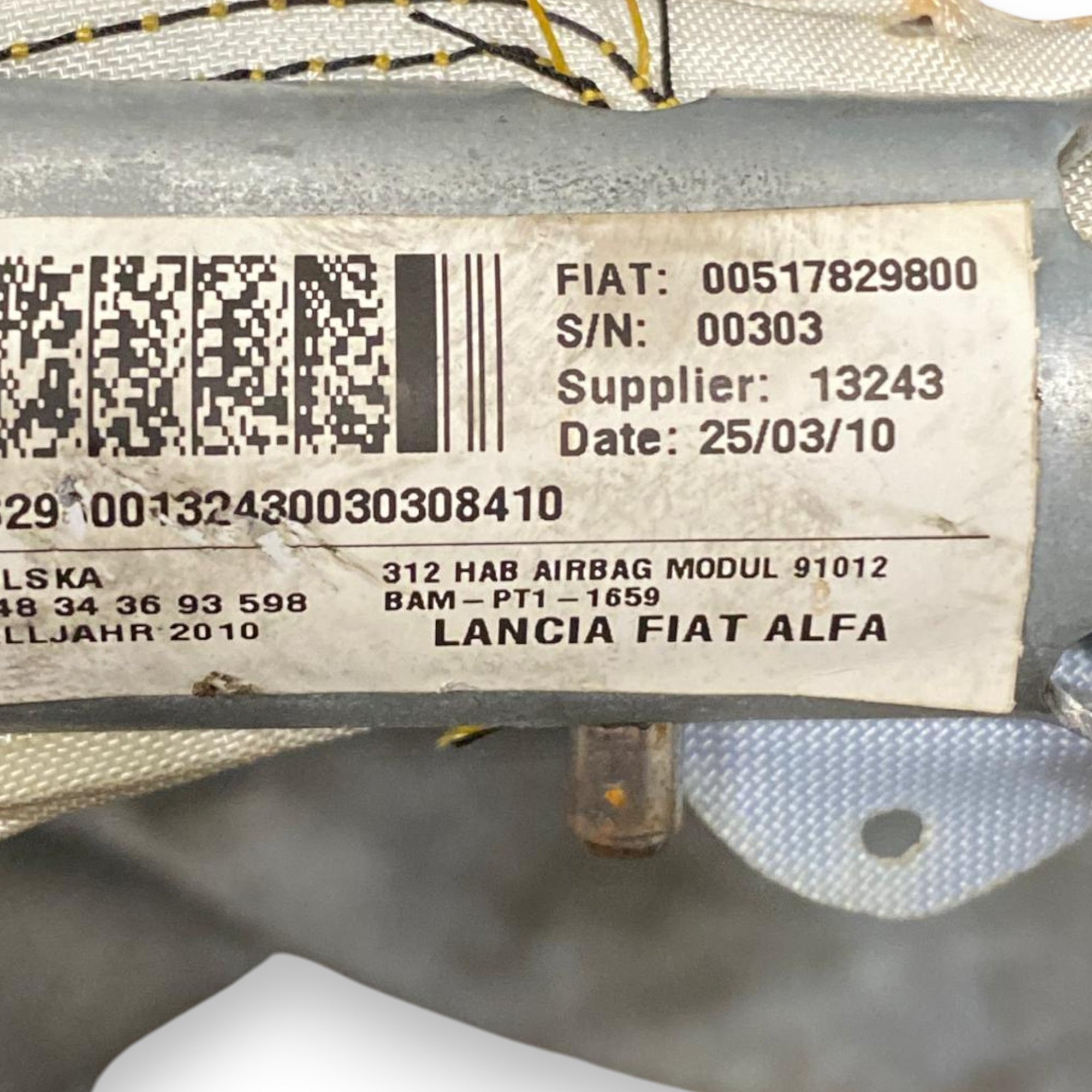Airbag a tendina destro (dx) Fiat 500 (2007-2015) Cod: 00517829800