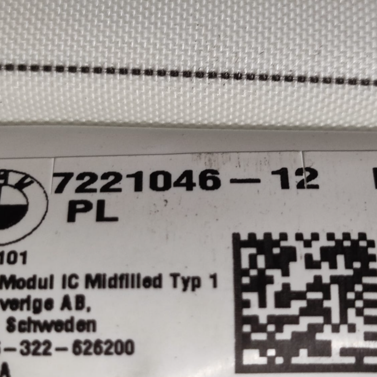 Airbag A Tendina Destro Bmw Serie 1 F20 COD: 722104612 (2011-2019)