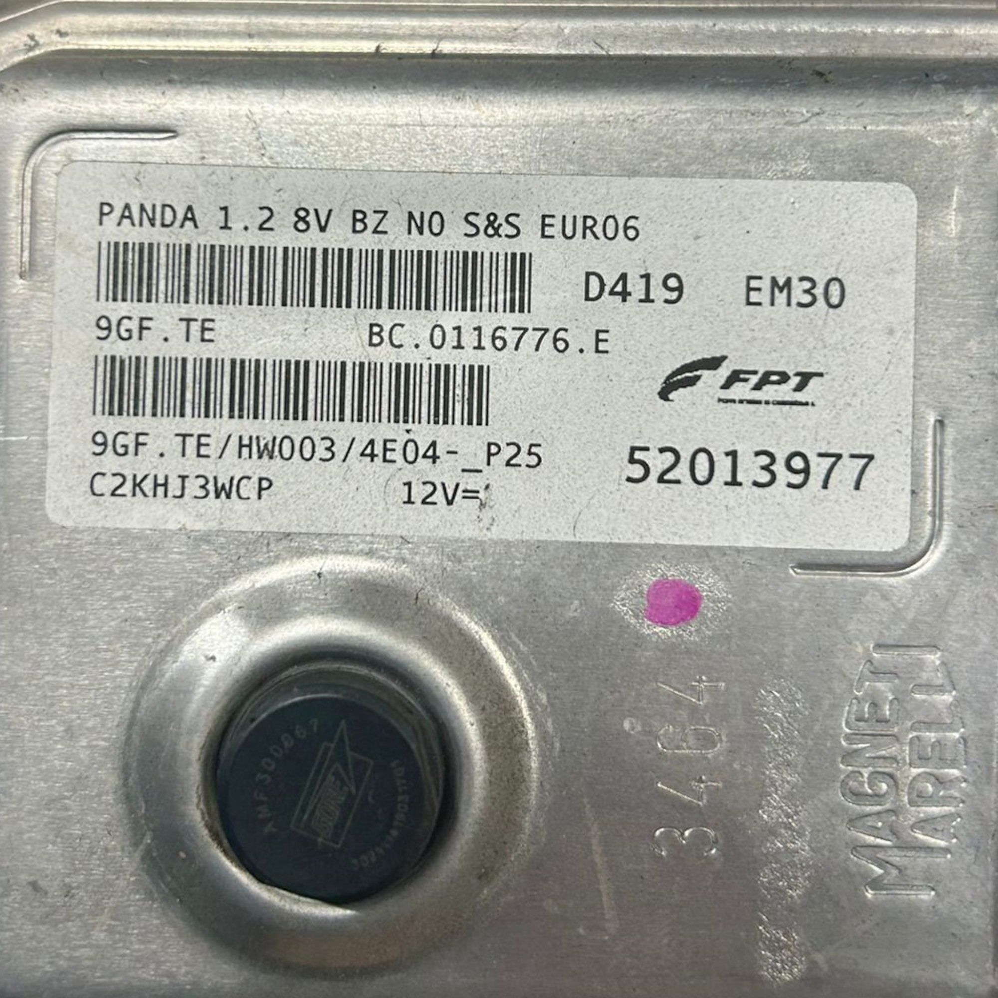 Centralina ECU moteur Fiat Panda 312 1.2 essence cod:52013977 (2012 >) 