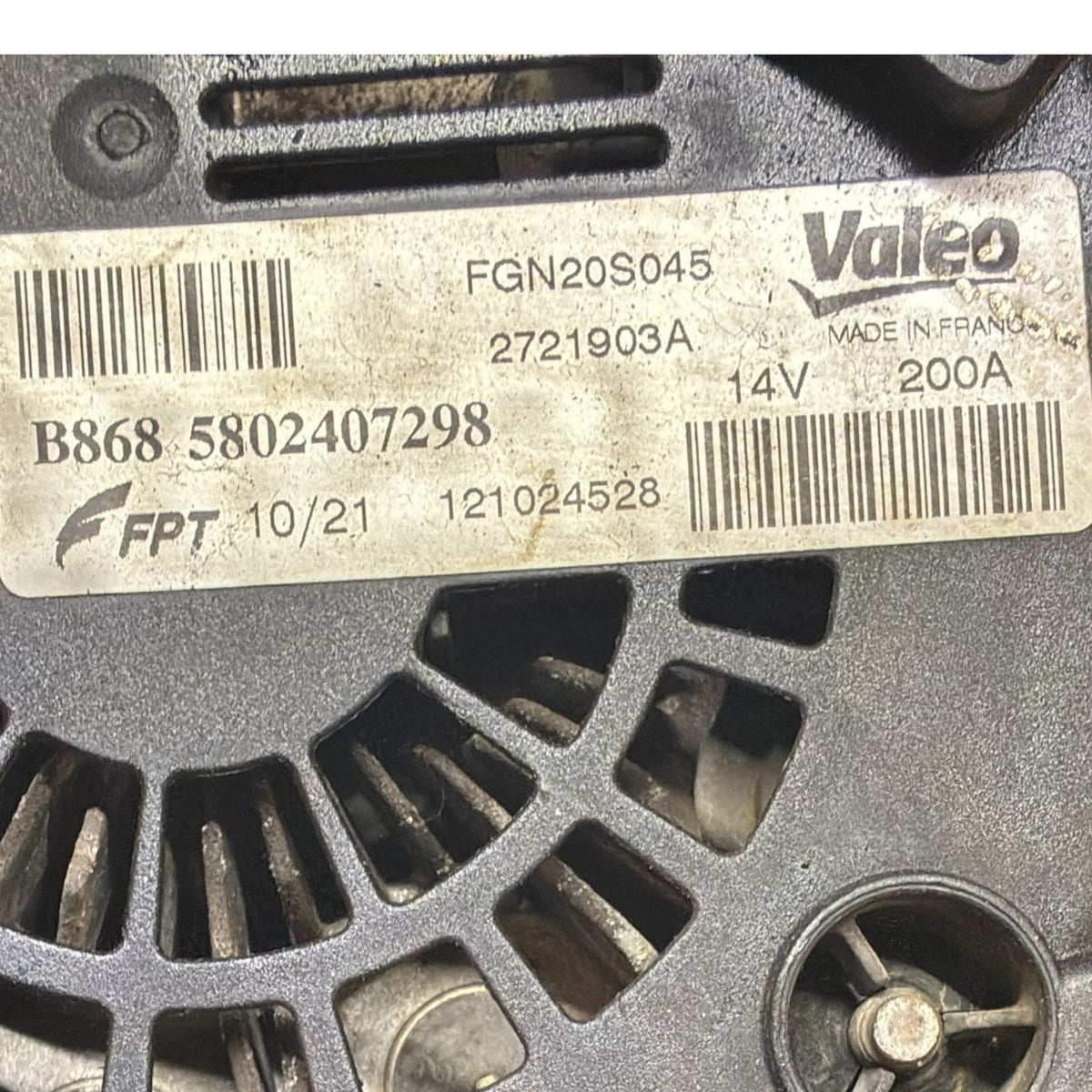 Alternatore fiat ducato cod . b8685802407298 2.0 diesel (2014 >)