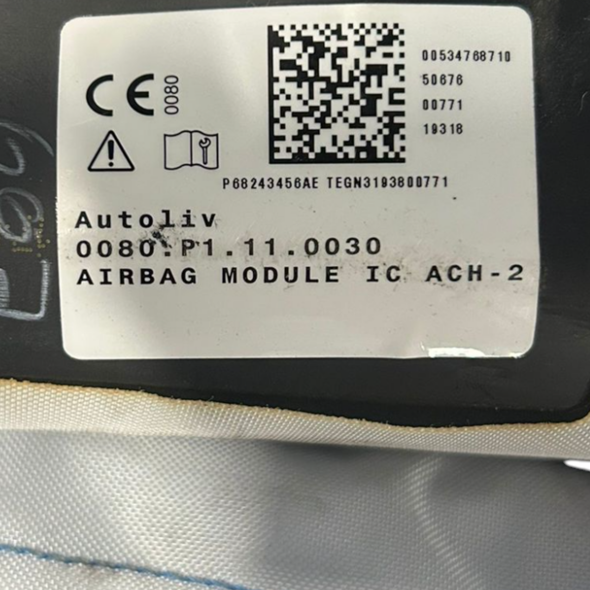 Airbag de toit avant droit jeep compass cod:00534768710 (2016 >) 
