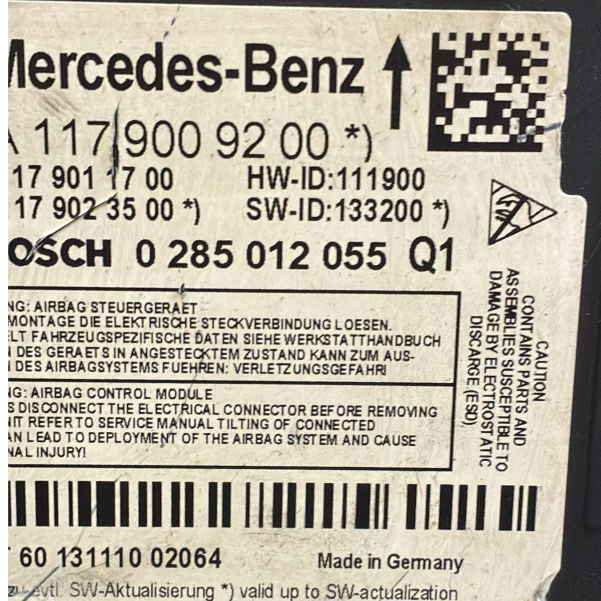 Airbagsteuergerät Mercedes-Benz A W176 Cod. 0285012055Q1 (2012 > 2018) 