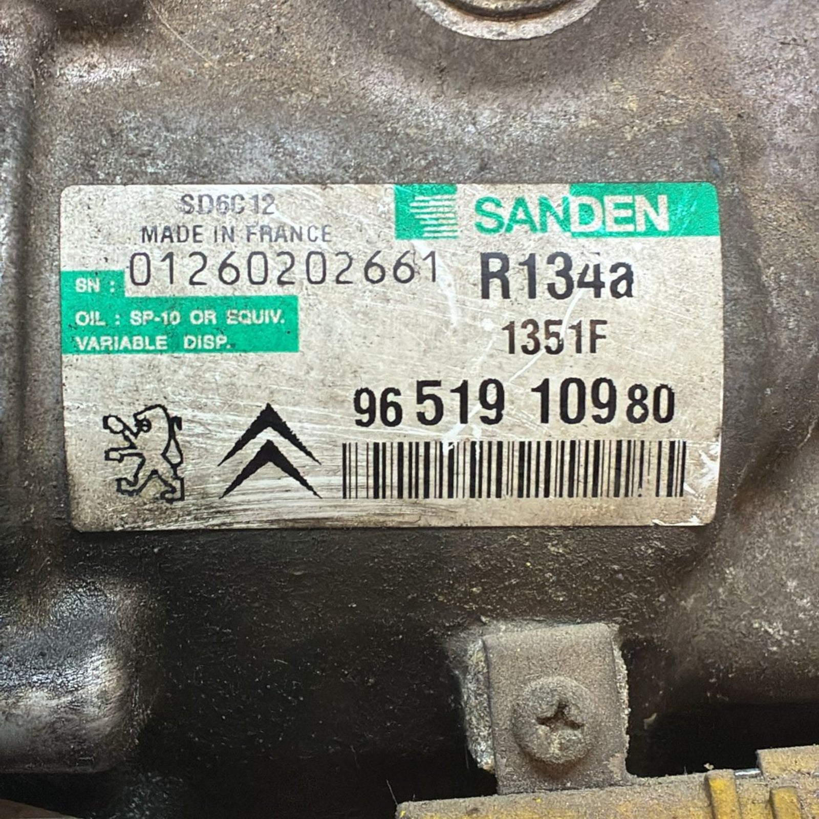 Airconditioningcompressor peugeot 207 cod . 9651910980 1.6 diesel (2006 > 2015) 