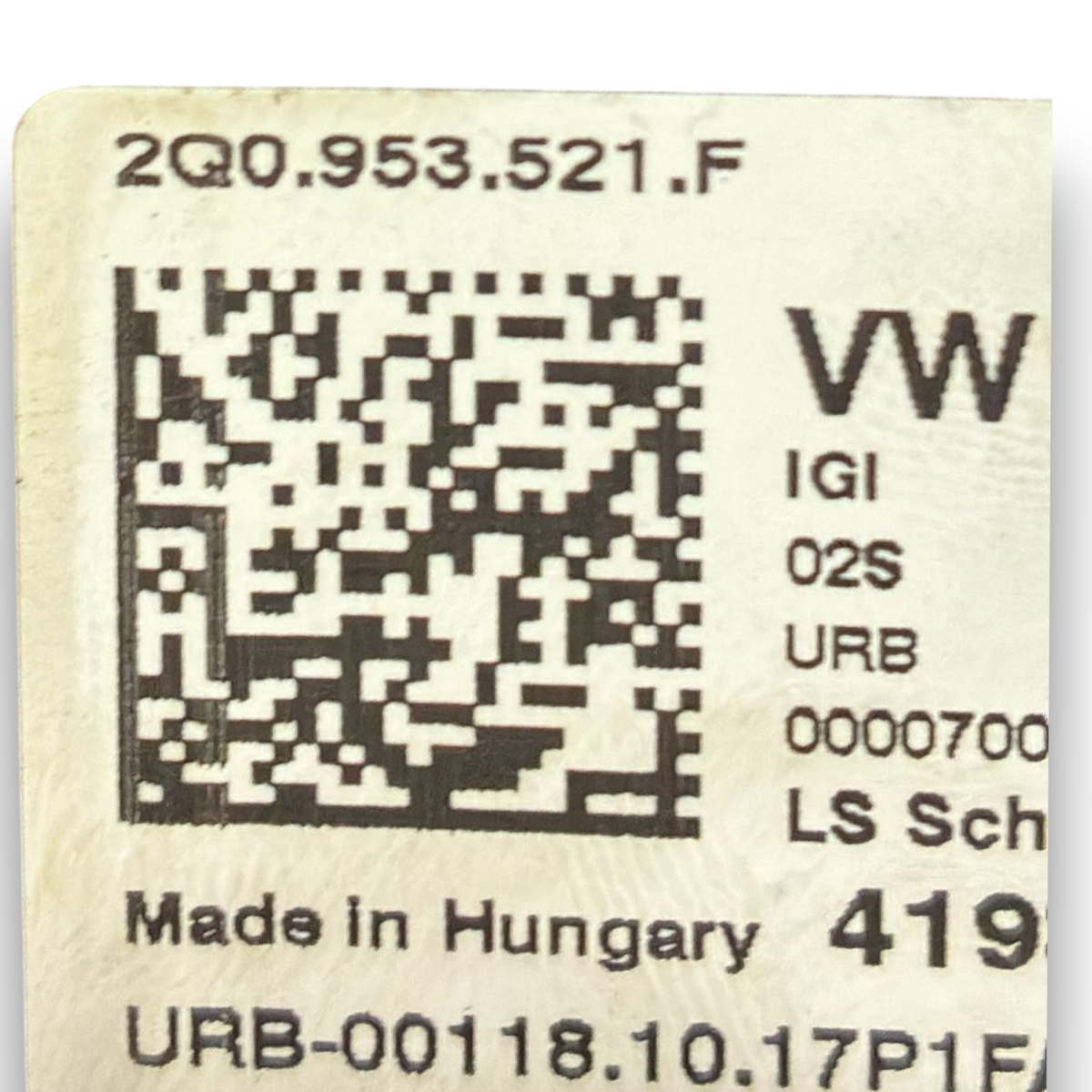 Volkswagen Polo VI Series headlight switch code: 29Q0953521f (2017 ->) 
